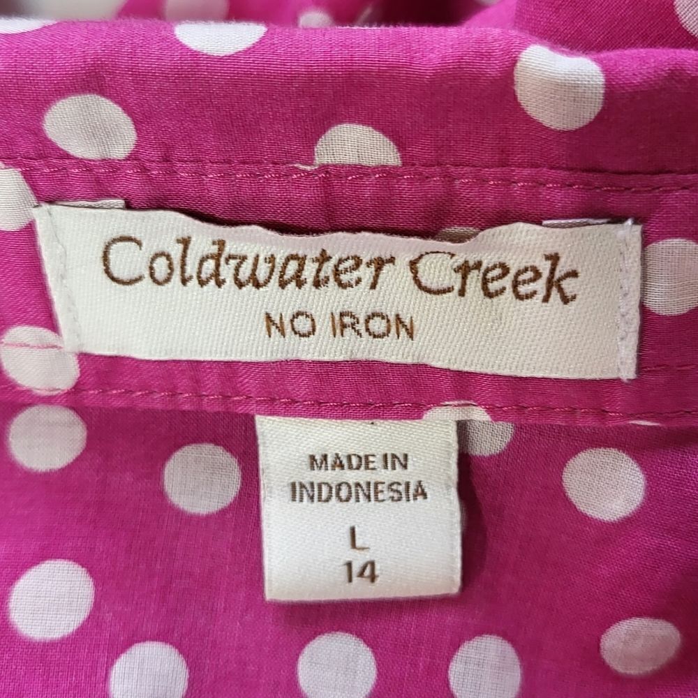 Coldwater Creek Pink & White Polka Dot Blouse - Picture 3 of 8